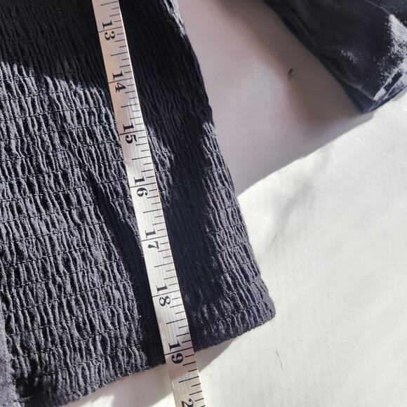 Forever 21 Puff Sleeve Crop Top Plus Size 3X Black Smocked Boho Prairie - Picture 8 of 9